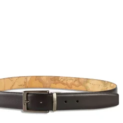 Cintura Uomo Double Face h 3,5 cm 1A Classe Alviero Martini stampa Geo Classic e Pelle Nera A485