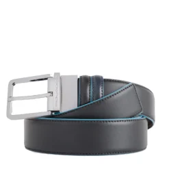 Cintura Uomo Reversibile PIQUADRO in Pelle Nera e Blu - CU2619B2