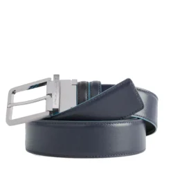 Cintura Uomo Reversibile PIQUADRO in Pelle Nera e Blu - CU2619B2