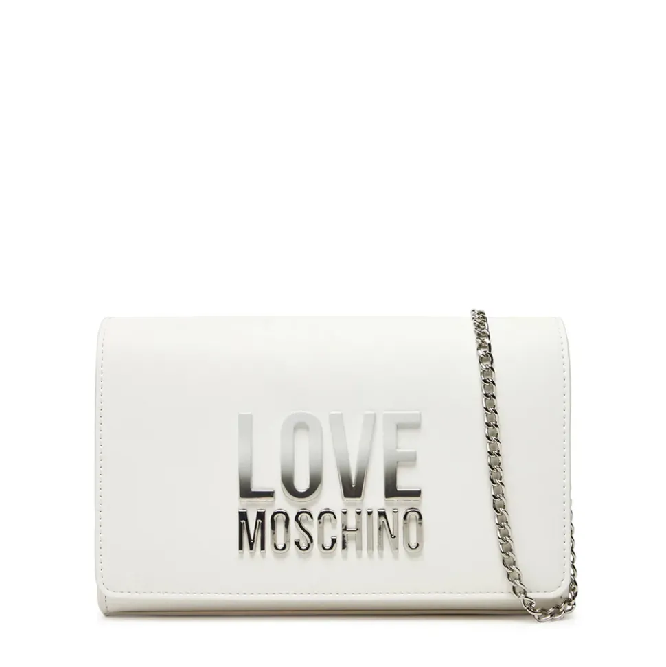 Clutch con Tracolla LOVE MOSCHINO Bianca con Logo Lettering Sfumato
