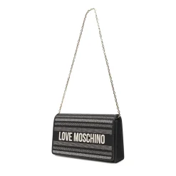 Clutch con Tracolla LOVE MOSCHINO in Canvas Nera