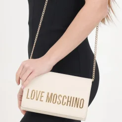 Clutch Donna con Tracolla LOVE MOSCHINO linea Smart Daily Bag Lettering Logo Avorio