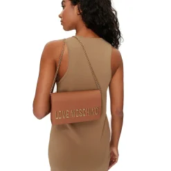 Clutch Donna con Tracolla LOVE MOSCHINO linea Smart Daily Maxi Lettering color Cammello