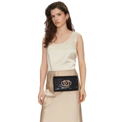 Clutch Donna con Tracolla LOVE MOSCHINO stampa Croco Nera