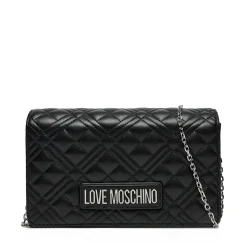 Clutch Donna con Tracolla LOVE MOSCHINO linea Shiny Quilted Nero e Nikel