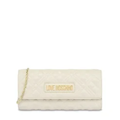 Clutch Donna Trapuntata con Tracolla LOVE MOSCHINO linea Lettering Logo Avorio