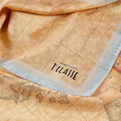 Foulard 90 x 90 cm 1A Classe Alviero Martini in Seta stampa Geo Classic e Azzurro Artico 3290