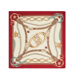 Foulard Donna 120 x 120 cm LIU JO stampa Mix Belt con Logo Rosso
