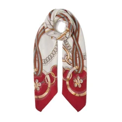 Foulard Donna 120 x 120 cm LIU JO stampa Mix Belt con Logo Rosso