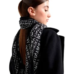 Foulard Donna ARMANI EXCHANGE in Tessuto Nero e Bianco Logato