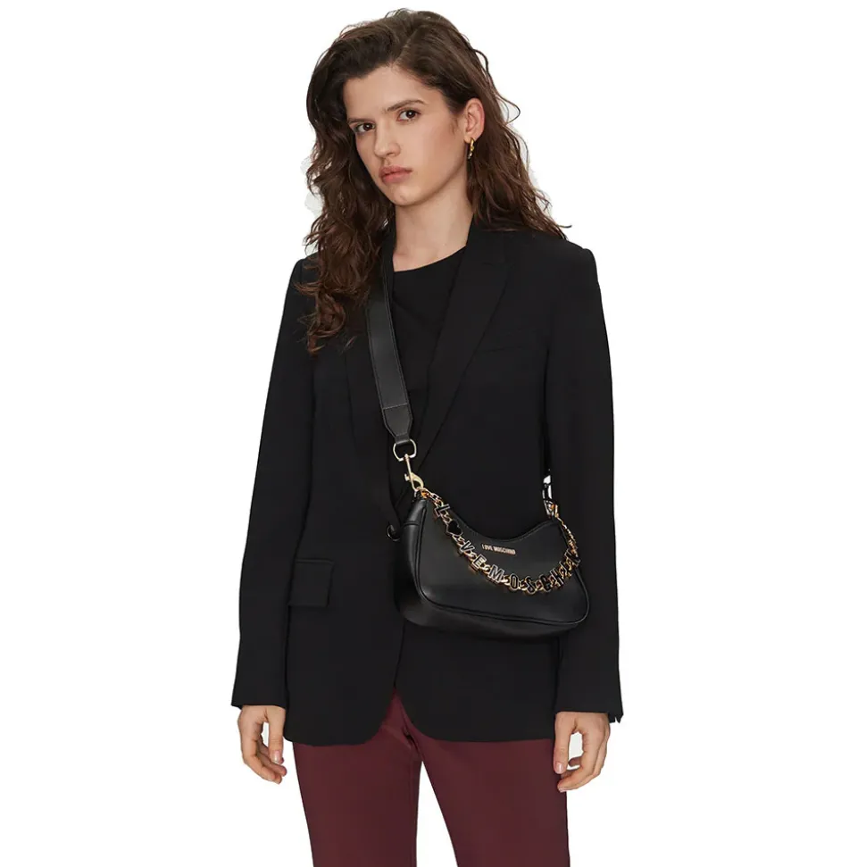 Hobo Bag LOVE MOSCHINO linea Dangling in Pelle Nera