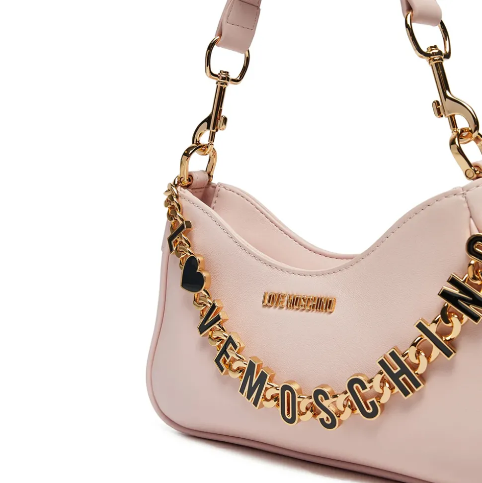 Hobo Bag LOVE MOSCHINO linea Dangling in Pelle Rosa Cipria