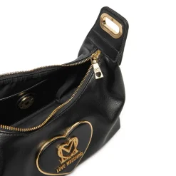 Hobo Bag LOVE MOSCHINO linea Heart Plaque Nera con Logo