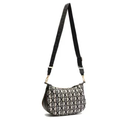 Hobo Bag Media con Tracolla LIU JO in Tessuto Jacquard con Logo All Over Nero