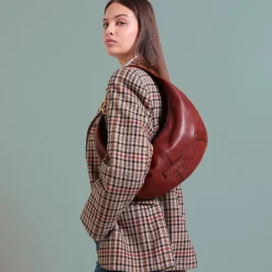 Hobo Bag Media THE BRIDGE linea Flavia in Pelle Marrone