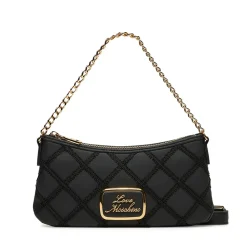 Hobo Bag Small LOVE MOSCHINO con Ricamo a Scacchi Nero