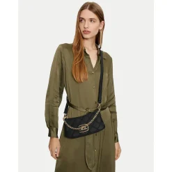 Hobo Bag Small LOVE MOSCHINO con Ricamo a Scacchi Nero