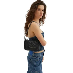 Hobo Bag Small LOVE MOSCHINO linea Pearls Trapuntata Nera con Logo Canna di Fucile