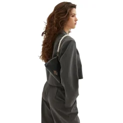 Hobo Bag Small LOVE MOSCHINO linea Pearls Nera