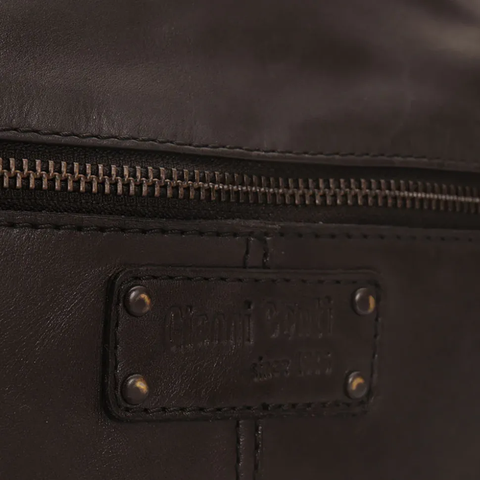 Messenger Uomo con Zip GIANNI CONTI in Pelle Nera
