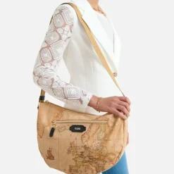 Mezzaluna Grande a Tracolla 1A Classe Alviero Martini linea Social Fusion Geo Classic e Nero LB99