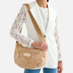 Mezzaluna Media a Tracolla 1A Classe Alviero Martini linea Social Fusion Geo Classic e Avorio LB98