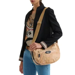 Mezzaluna Media a Tracolla 1A Classe Alviero Martini linea Social Fusion Geo Classic e Nero LB98