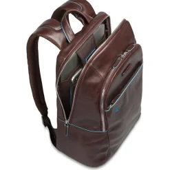 PIQUADRO Zaino Porta Pc 14" Linea Blue Square in Pelle Nera - CA3214B2