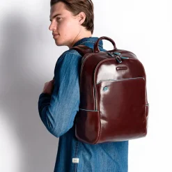 PIQUADRO Zaino Porta Pc 14" - linea Blue Square Pelle Mogano CA3214B2