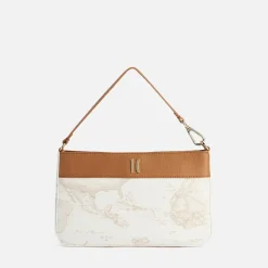 Pochette con Manichetto 1A Classe Alviero Martini linea Heritage Geo colore Geo White e Cuoio PO41