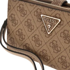 Pochette Donna Portacarte e Portatelefono GUESS linea Noreen Colore Latte Logo