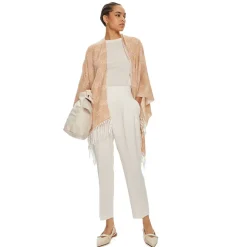 Poncho Donna LIU JO con Logo Monogram Jacquard color Cammello