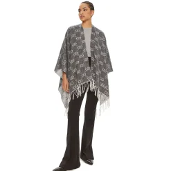 Poncho Donna LIU JO con Logo Monogram Jacquard Grey Cloud