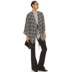 Poncho Donna LIU JO con Logo Monogram Jacquard Grey Cloud