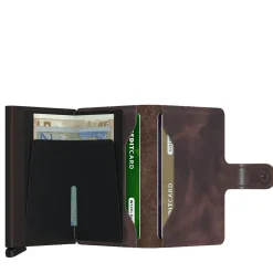 Porta Carte con Clip SECRID linea Vintage in Pelle Marrone Scuro con RFID