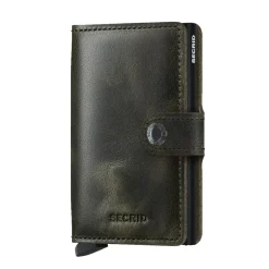 Porta Carte con Clip SECRID linea Vintage in Pelle Oliva e Bero con RFID