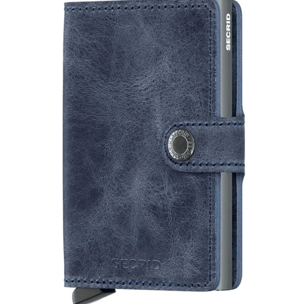 Porta Carte con Clip SECRID linea Vintage in Pelle Blue con RFID