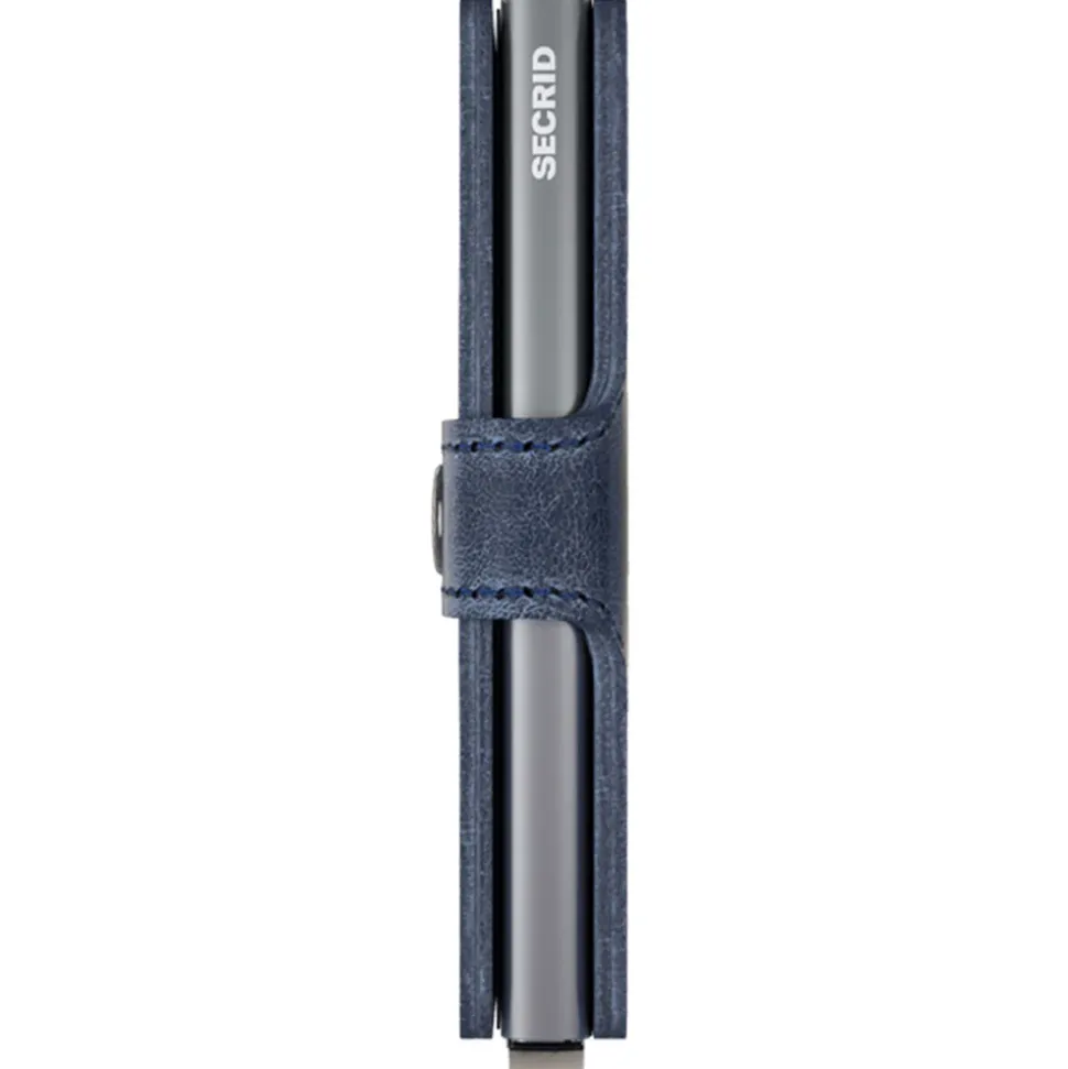 Porta Carte con Clip SECRID linea Vintage in Pelle Blue con RFID