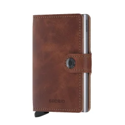 Porta Carte con Clip SECRID linea Vintage in Pelle Marrone con RFID