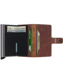 Porta Carte con Clip SECRID linea Vintage in Pelle Marrone con RFID