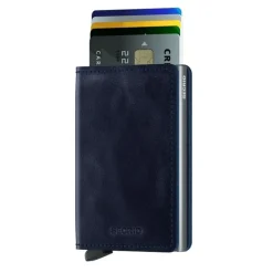 Porta Carte SECRID linea Vintage in Pelle Blu con RFID