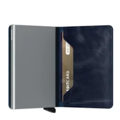 Porta Carte SECRID linea Vintage in Pelle Blu con RFID