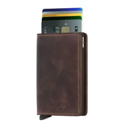 Porta Carte SECRID linea Vintage in Pelle Marrone Scuro con RFID