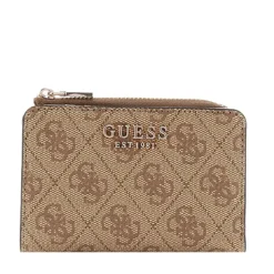 Portacarte Piccolo GUESS Chiuso con Clip Linea Laurel Colore Latte Logo