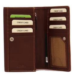 Portafoglio Donna con Bottone GIANNI CONTI in Pelle Marrone