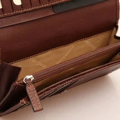 Portafoglio Donna con Bottone GIANNI CONTI in Pelle Marrone