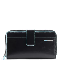 Portafoglio Donna Doppio Scomparto PIQUADRO In Pelle Nera - PD1354B2R Linea Blue Square