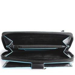 Portafoglio Donna Doppio Scomparto PIQUADRO In Pelle Nera - PD1354B2R Linea Blue Square