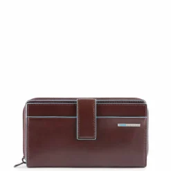 Portafoglio Donna Doppio Scomparto PIQUADRO In Pelle Mogano - PD1354B2R Linea Blue Square