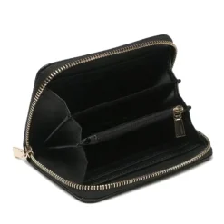 Portafoglio Donna GUESS Chiuso con Zip Linea Laurel Colore Nero Misura Media